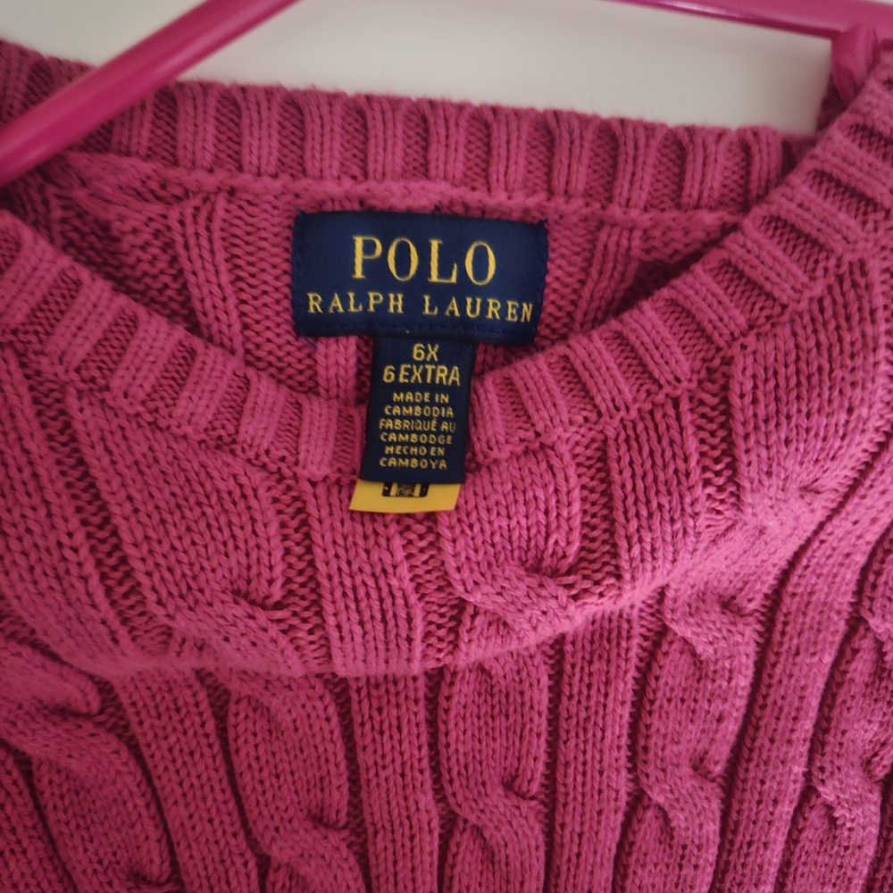 Polo by Ralph Lauren Kids Fuchsia Cable Knit Sweater